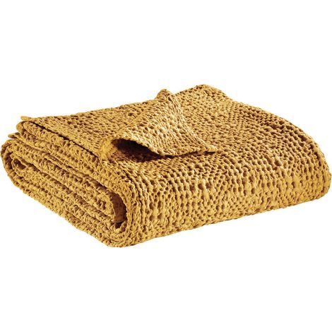 VIVARAISE - Jeté de lit Tana en coton 100% - 180 x 260 cm - Couleur MAIS - Marque Vivaraise
