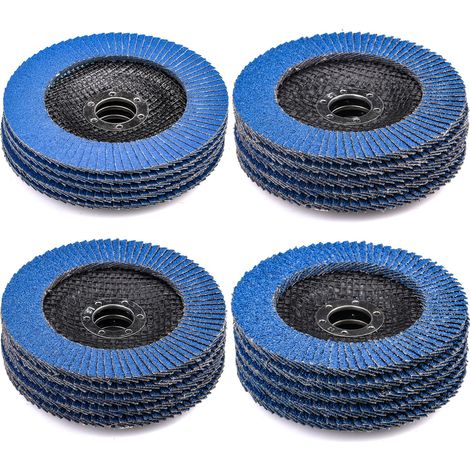 20 discos de láminas de Ø 125 mm x 22,2 mm, grano 40, 60, 80, 120. Discos abrasivos para desbarbado, eliminación de óxido, pulido y acabado. (1/5)