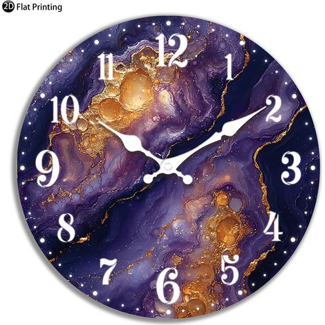 Horloge murale silencieuse en bois (10 pouces), horloge analogique à quartz avec motif As de pique, convient pour la chambre et la salle de bain. (1/5)