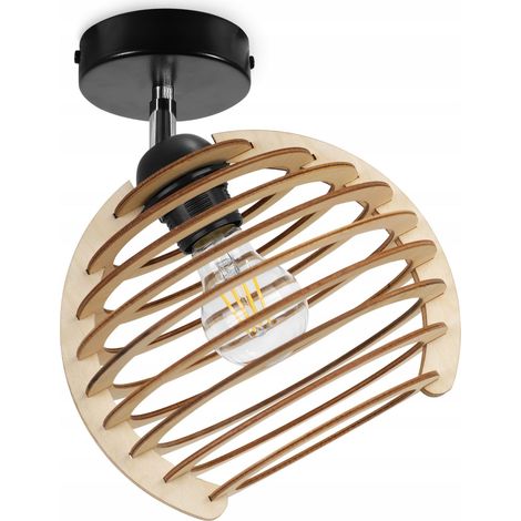 MODERNE LED-DECKENLEUCHTE MIT HOLZKUGELN (1/5)