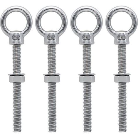 Boulons à oeil M10 x 100 mm Vis à Anneau M10 avec filetage métrique en acier inoxydable pour Fixation et Suspension, 4 pièces (1/5)