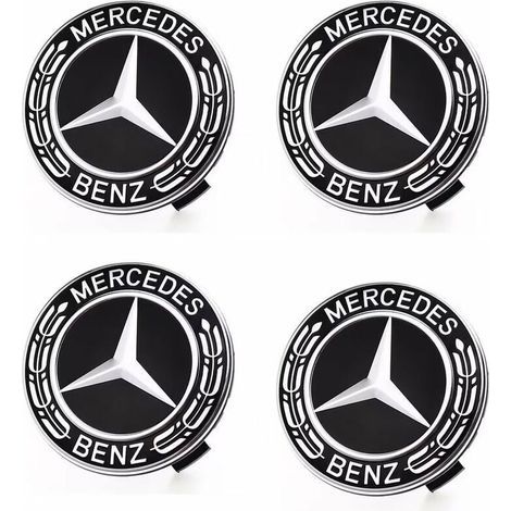 Ensoleille – Cache moyeux Mercedes Benz 75mm – Lot de 4 capuchons ABS – Remplacement d'enjoliveurs usés – Intégration parfaite et résistance optimale