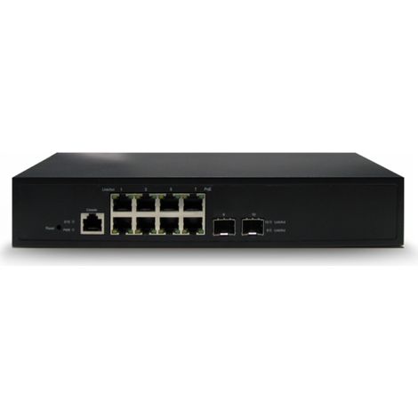 Industriell verwalteter PoE-Switch mit 8 Gigabit-PoE-Ports + 2 Glasfaser-Uplink-Ports + 1 Konsolen-Port, max. 120 W
