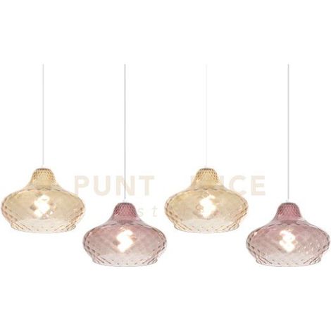 SOSPENSIONE BIANCO 4 LUCI RETTANGOLARE VETRI (2 X PICCOLO AM + 2 X PICCOLO RU) 1191BI-S4 RP-AR