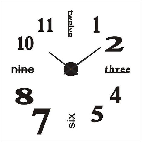 horloge Murale Bricolage Horloge Murale 3d Moderne Pour Cadeaux De Dcoration De Bureau  Domicile (noir) (1/4)