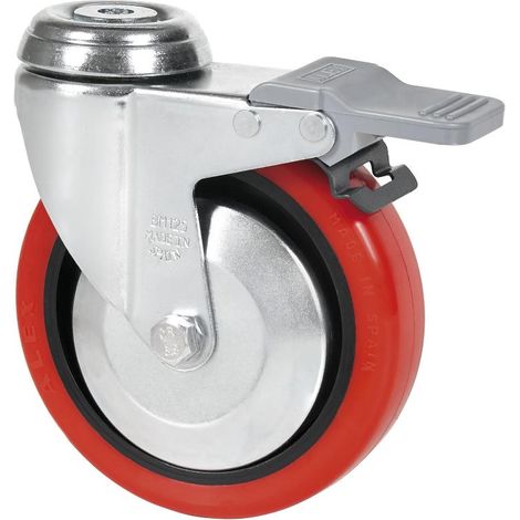 rueda giratora agujero m10 freno 20bhafd100cp-ppia poliamix-poliur.rojo liso (1/2)