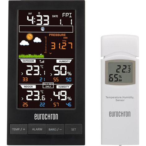[GEBRAUCHT] B-Ware Eurochron Funk-Wetterstation EFWS S250 Wettervorhersage 12-24 Stunden schwarz (1/2)