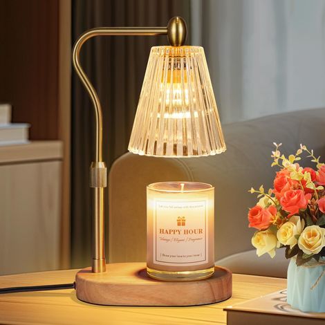Kerzenwärmer mit Timer und Dimmer, höhenverstellbar, ideal für Duftkerzen im Glas, für Zuhause, Schlafzimmer und als Dekoration. Kerzen nicht enthalten.