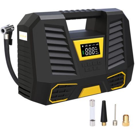 Compresseur d'air portable automatique pour pneus de voiture 12v, affichage numérique, lumière LED, 1 cylindre (1/5)