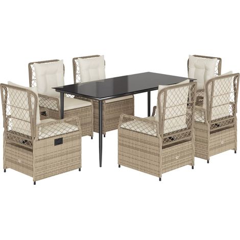 Maison Exclusive - Set comedor de jardín 7 pzas con cojines ratán (1/5)