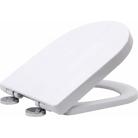 Siège de toilette en forme de D blanc avec fermeture douce et charnière réglable en acier inoxydable, fixation facile sur le dessus, housse antibactérienne pour salle de bain familiale (1/5)
