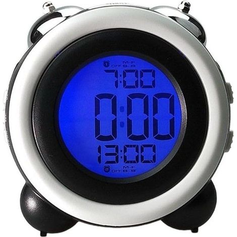 Réveil sonore pour gros dormeurs avec double alarme, fonction snooze, veilleuse, réveil de chevet à piles - Blanc (1/5)