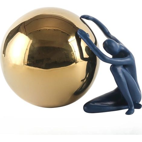 (Homme bleu à la boule dorée) Tenant une sculpture sphérique, une figurine de style nordique. (1/3)