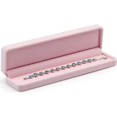 Boîte à bijoux en velours rose (boîte à long collier),