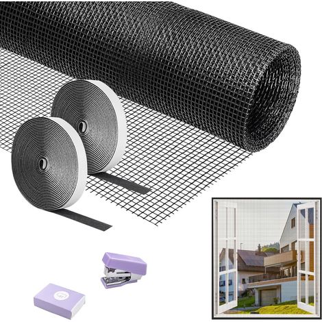 Moustiquaire Fenêtre 120cm x250cm, Rouleau Moustiquaire Fenetre, Moustiquaire Fenetre Peut être coupé, Moustiquaire pour Fenêtres et Portes Anti-Insectes (Noir) (1/5)