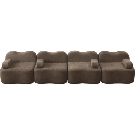 Modulares rahmenloses 4-Sitzer-Sofa aus braunem Samt mit tiefer Sitzfläche (1/5)