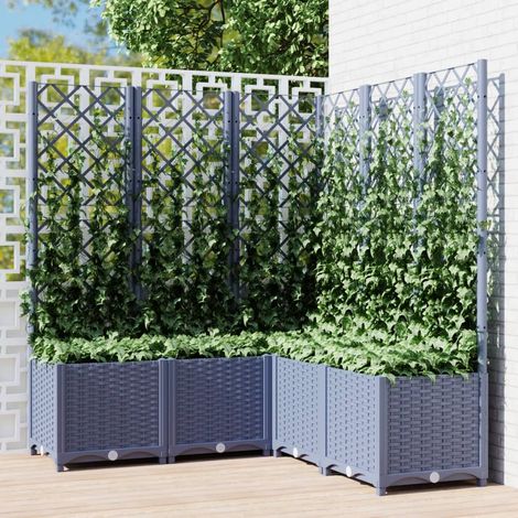 Bac à fleurs,Jardinière avec treillis Gris foncé 120x120x136 cm PP -32012 (1/5)