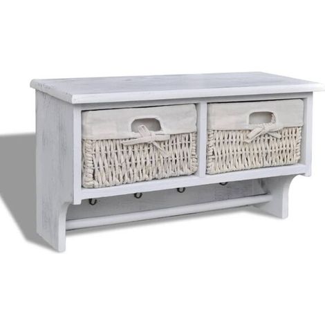 Porte-manteau blanc, 60x23,5x33 cm, en bois de paulownia. (1/5)