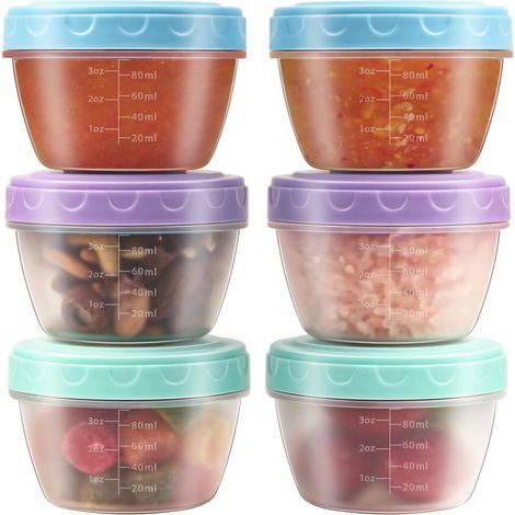 Set of 6 small 117ml storage jars, plastic jars with reusable airtight lids, for compotes, yogurts, BPA-free food storage containers for freezing (1/5)