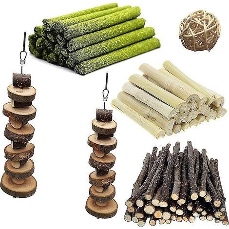 Set mit Kauspielzeug für Hamster: Zweige, Gras und Heuschober für Kaninchen und Eichhörnchen. (1/4)