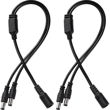 Stück 5,5 x 2,1 mm 5–24 V 1 Buchse auf 2 Stecker DC-Kabelverteiler, 2-Wege-DC-Stromkabelverteiler, für Überwachungskameras, LED-Streifen
