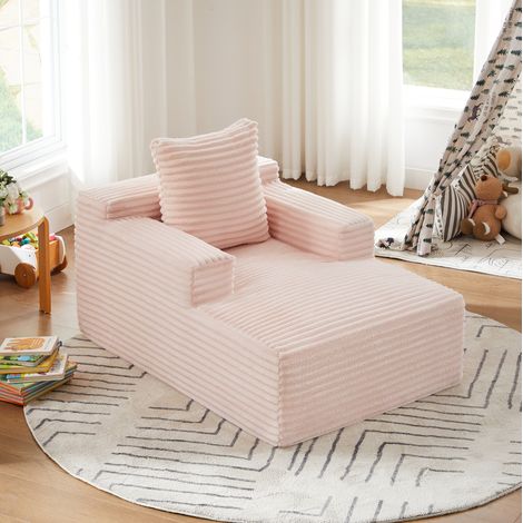 Chaise longue relax de pana rosa, sofá cama sin montaje para salón, despacho y apartamento,81x117x50 cm (1/5)