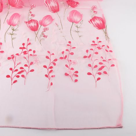 Voile imprimée tulipes décoration fenêtre balcon 100x200cm voile transparente pastel pink polyester (1/5)