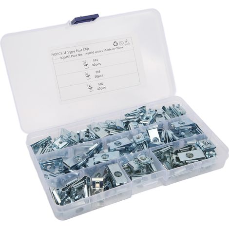 90 pièces clips de fixation auto U antirouille écrous clips remplacement panneau carrosserie (1/5)