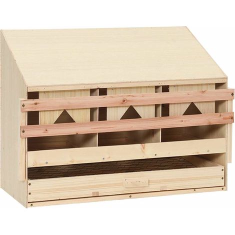 Chicken Laying Nest 3 Compartments 72x33x54 cm Solid Pine Wood vidaXL