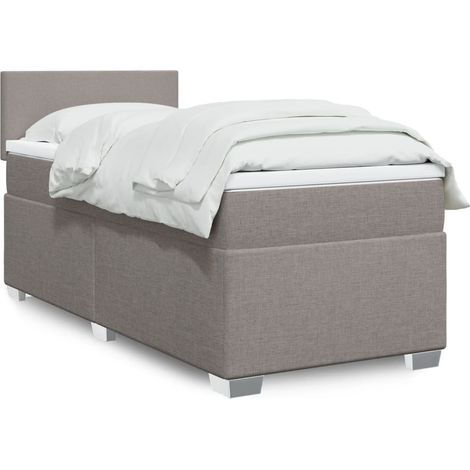 Boxspringbett mit Matratze Taupe 100x200 cm Stoff