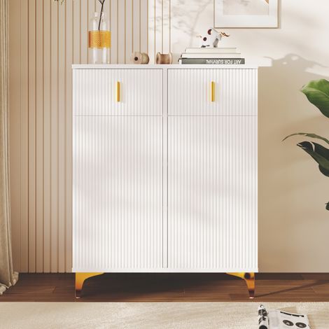 Sideboard aus Spanplatte in Weiß mit 2 Türen, 2 Schubladen und 2 verstellbaren Einlegeböden (1/5)