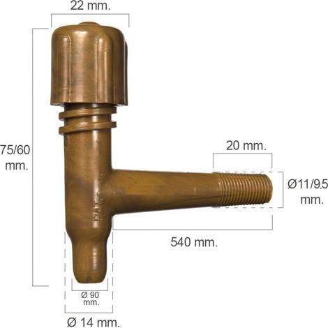 FPLUS grifos plastico recto tonelito de 20 mm rosca 11 mm 400115