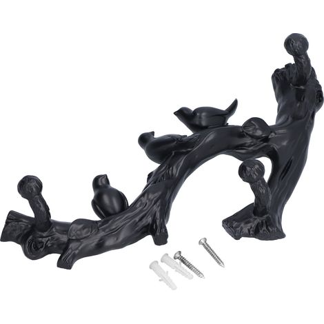 Dekorativer Haken, schwarzer Vogelast, dreidimensionales Wandmontage-Heimdekorationsaccessoire, klein (29,5 cm) (1/5)