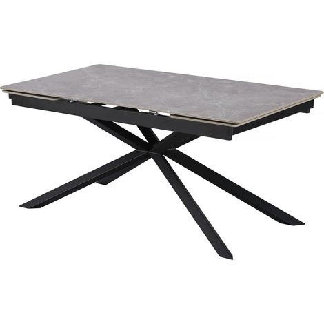 Table à manger extensible en céramique 6 à 10 personnes "Celeste" - Gris marbré (1/4)