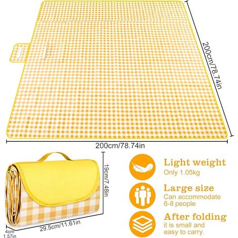 Wasserdichte Picknickdecke 200x200cm, tragbare Picknickmatte, ideal für Picknicks, Camping und den Strand.
