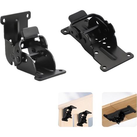 Lot de 2 charnières pliables pour meubles, mécanisme autobloquant à 0°, 90° et 180°, supports rabattables pour pieds de table, lit et mobilier (1/5)