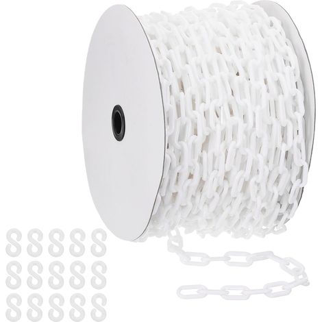 Chaîne plastique blanche, 164 pieds 6mm Chaîne sécurité Barrière plastique longue pour le contrôle foule, parking, portail, concert, décoration chantier construction (1/5)