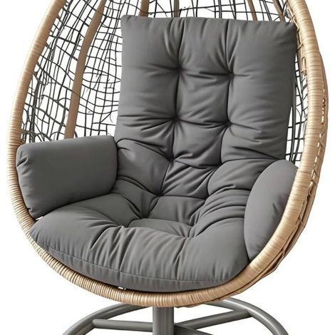 Thick, egg-shaped chair cushion: waterproof and soft replacement cushions for garden or indoor swings (dark grey, 120 x 60 x 12 cm) (1/5)