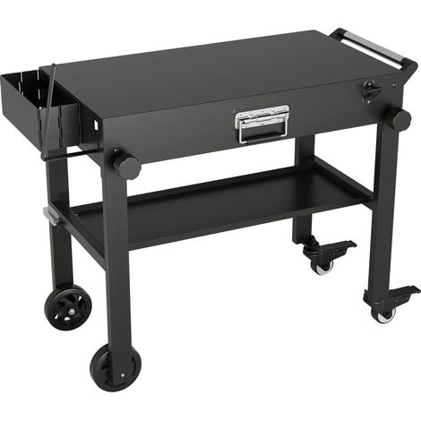 Carro para parrilla, diseño plegable, portátil con ruedas, color negro. (1/2)