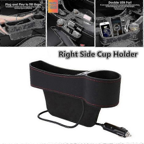 Boîte de rangement latérale droite pour siège auto Dww-car avec double porte-gobelet USB OS (1/5)