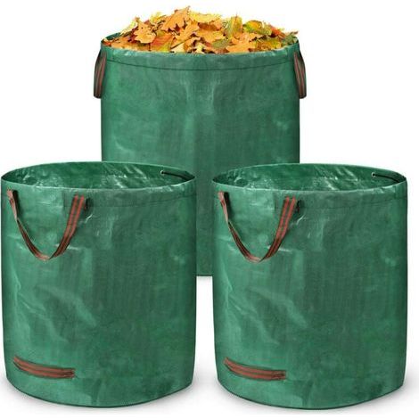 3 Stück robuste, wiederverwendbare 300-Liter-Gartenabfallsäcke für Gras und Laub (1/5)