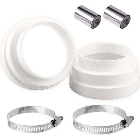 2PCS Droites Réducteur de Conduits Ø120 150 160mm ABS Avec 2 colliers en acier inoxydable et deux ruban adhésif en aluminium Adaptateur Universel pour Tuyau de Ventilation Connecteur de Réduction rond (1/4)