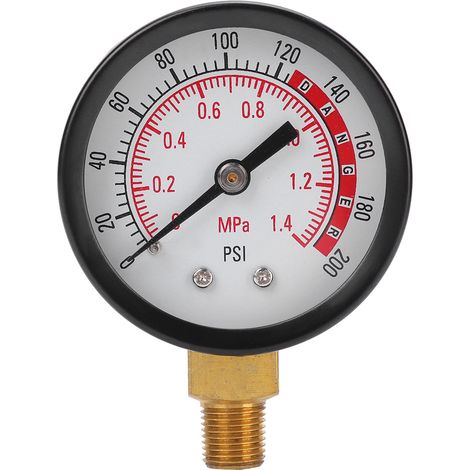 Manomètre De Pression Radial - 0 À 200 Psi - Filetage 1/8 NPT - Pour Compresseur À Air - 1 Pièce (1/5)