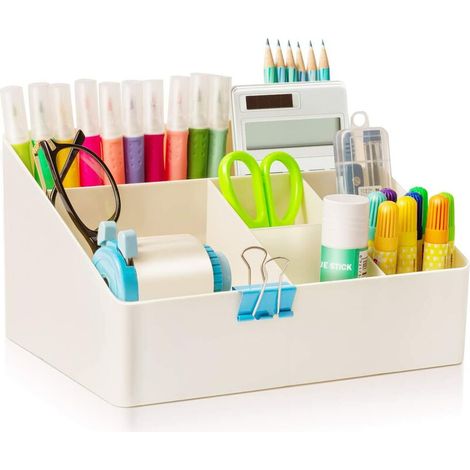 Boîtes de rangement de bureau, boîtes de rangement de bureau avec porte-stylos et accessoires, rangement pour fournitures scolaires ou porte-stylos, pour les bureaux des enseignants, les salles de cl