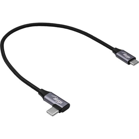 Cable USB tipo C / USB tipo C en ángulo de 30 cm AK-USB-53 60W trenzado (1/3)