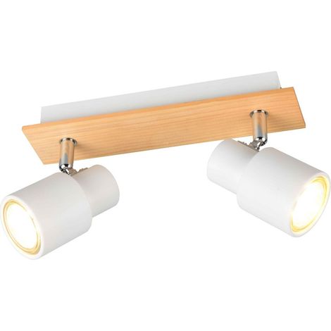Barra 2 luci, metallo e legno, bianco, L 31 cm, Pierre (1/5)