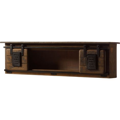 Wandregal Mango 130x25x35 braun lackiert RAILWAY 465