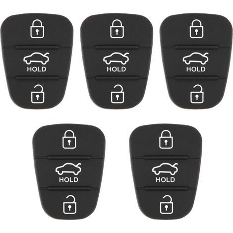Pack of 5 replacement 3-button rubber remote key shells for Hyundai Kia (with letters).
