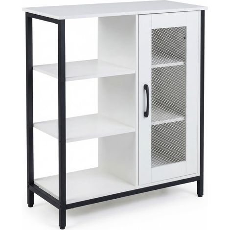 Wood Sideboard with Adjustable Shelves and Cabinet