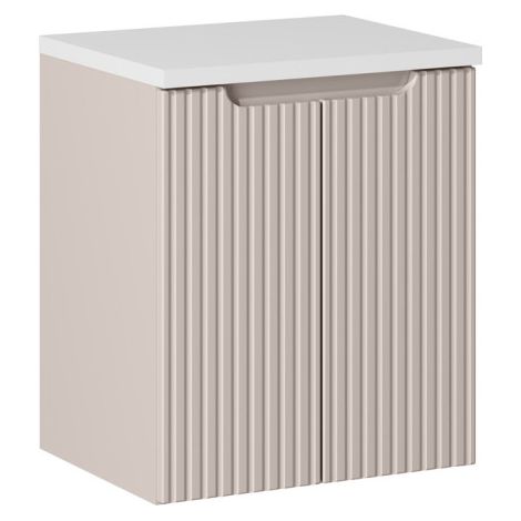 Ensemble Meuble Vasque 2 portes et Plateau Blanc L 50 x P 40 x H 59,5 cm - Astral - Beige crème - Livraison gratuite
